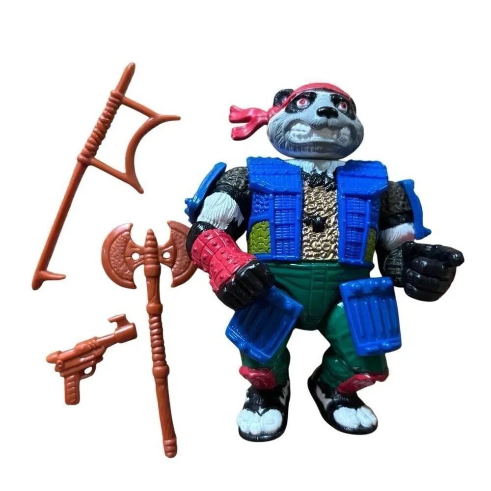 Teenage Mutant Ninja Turtles Panda Kahn 1990 Vintage Action Figure & Acc.